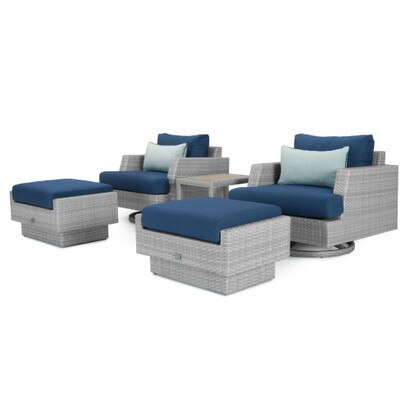 Portofino® Comfort 5 Piece Sunbrella® Outdoor Motion Seating Set - Laguna Blue