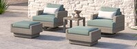 Portofino® Comfort 5 Piece Sunbrella® Outdoor Motion Seating Set - Spa Blue