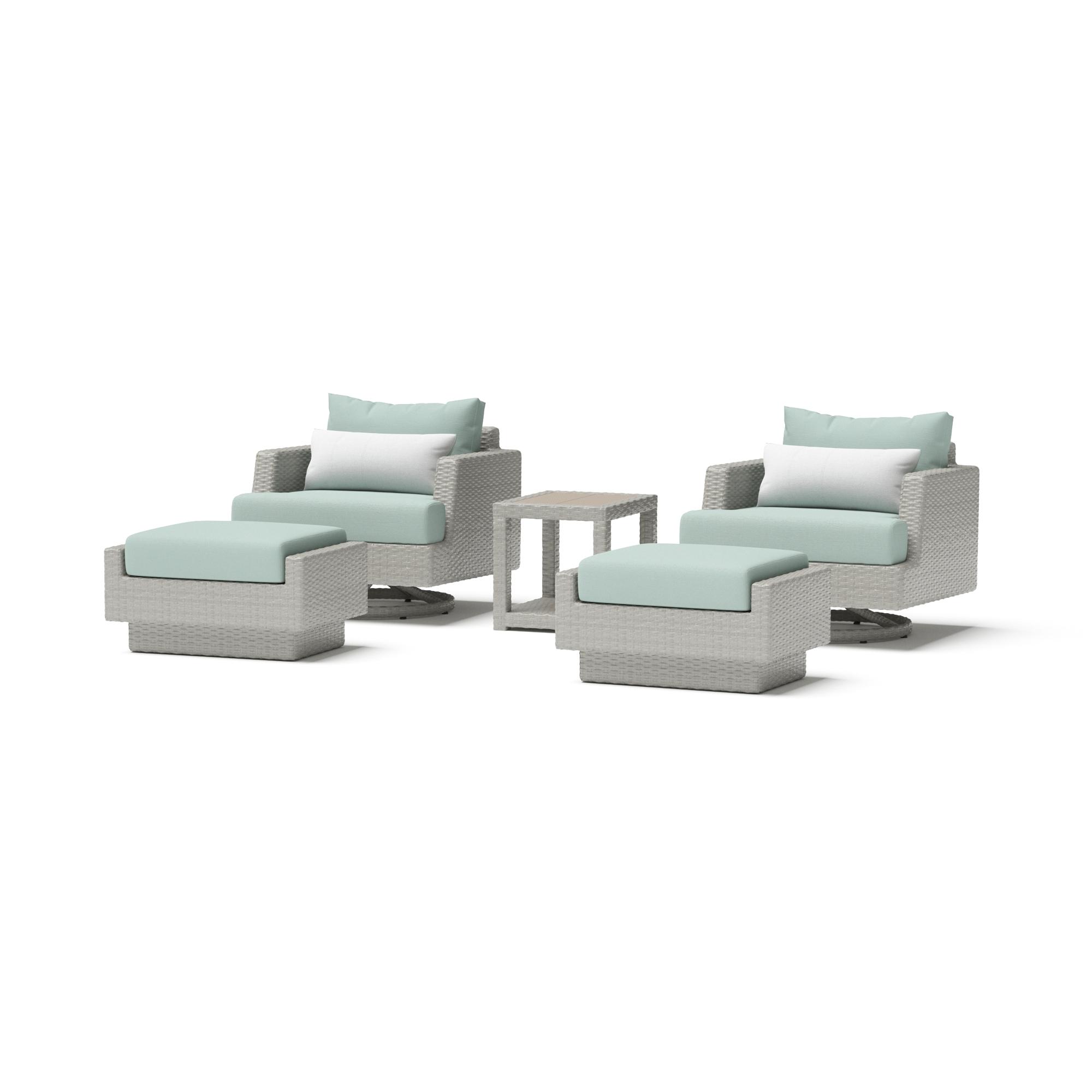 Portofino® Comfort 5 Piece Motion Wood Seating Set - Spa Blue