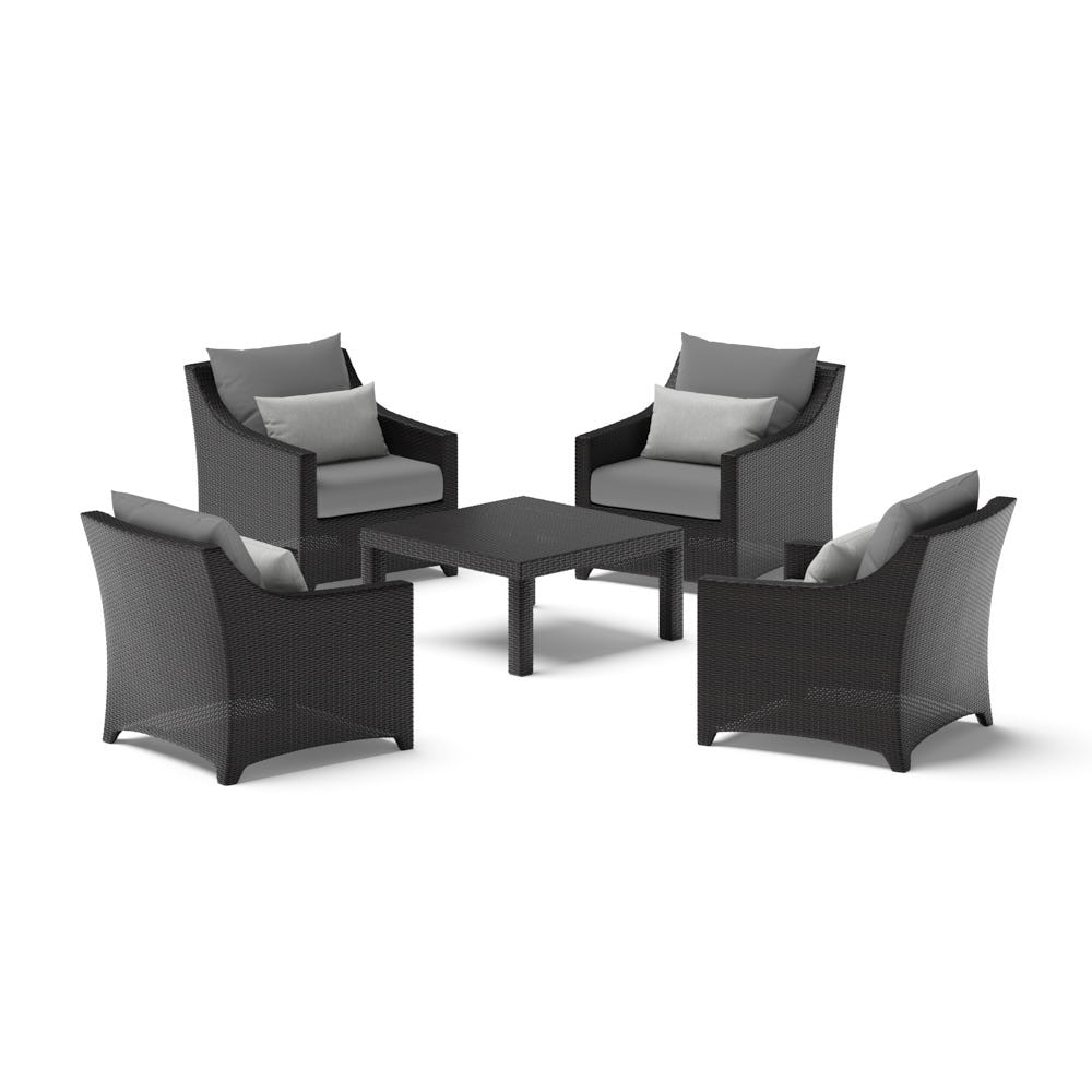 Deco™ 5 Piece Sunbrella® Outdoor Club & Table Chat Set - Charcoal Gray