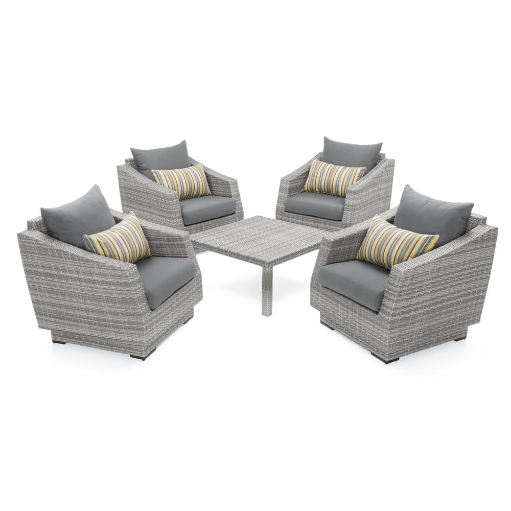 Cannes™ 5 Piece Club & Table Chat Set - Charcoal Gray