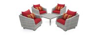 Cannes™ 5 Piece Club & Table Chat Set - Sunset Red