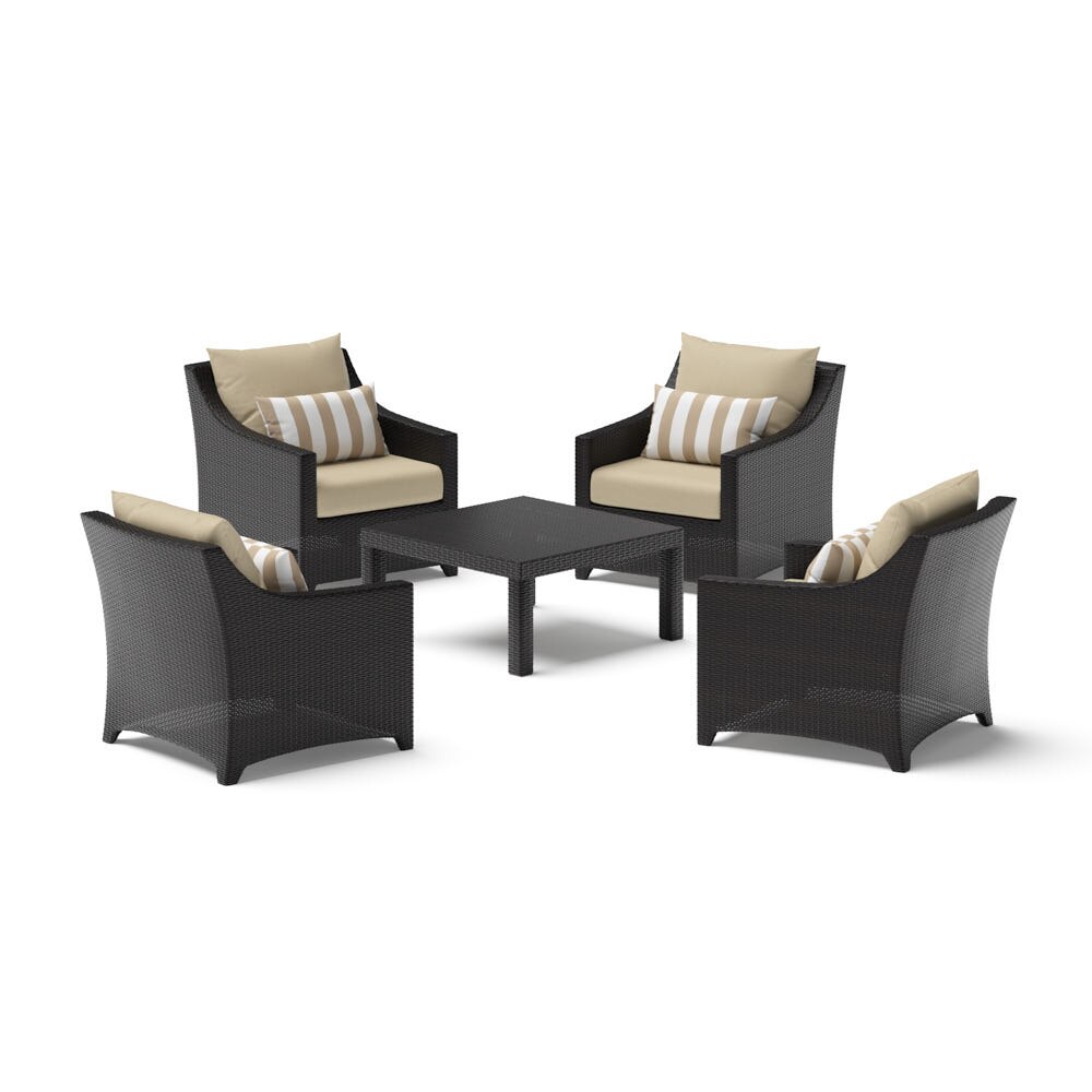 Deco™ 5 Piece Sunbrella® Outdoor Club & Table Chat Set - Maxim Beige