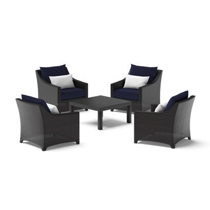 Deco™ 5 Piece Club & Table Chat Set - Navy Blue