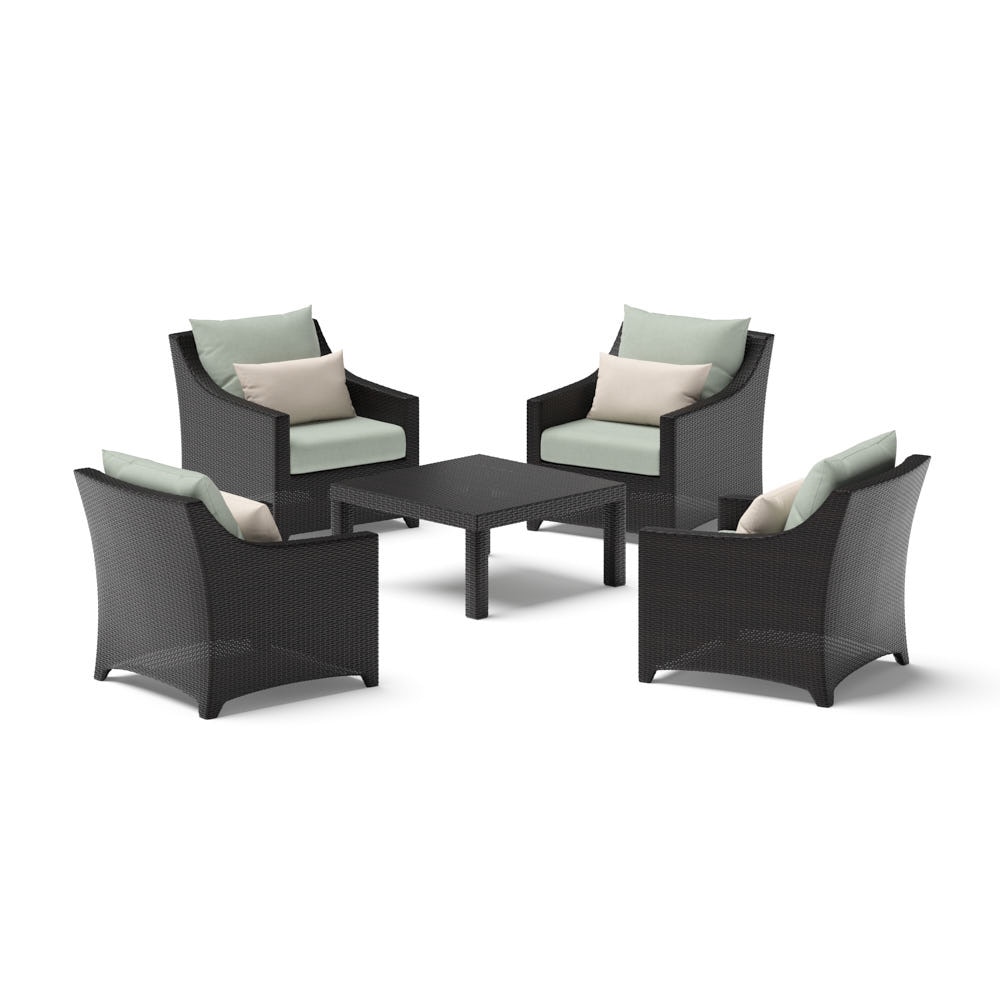 Deco™ 5 Piece Sunbrella® Outdoor Club & Table Chat Set - Canvas Oasis