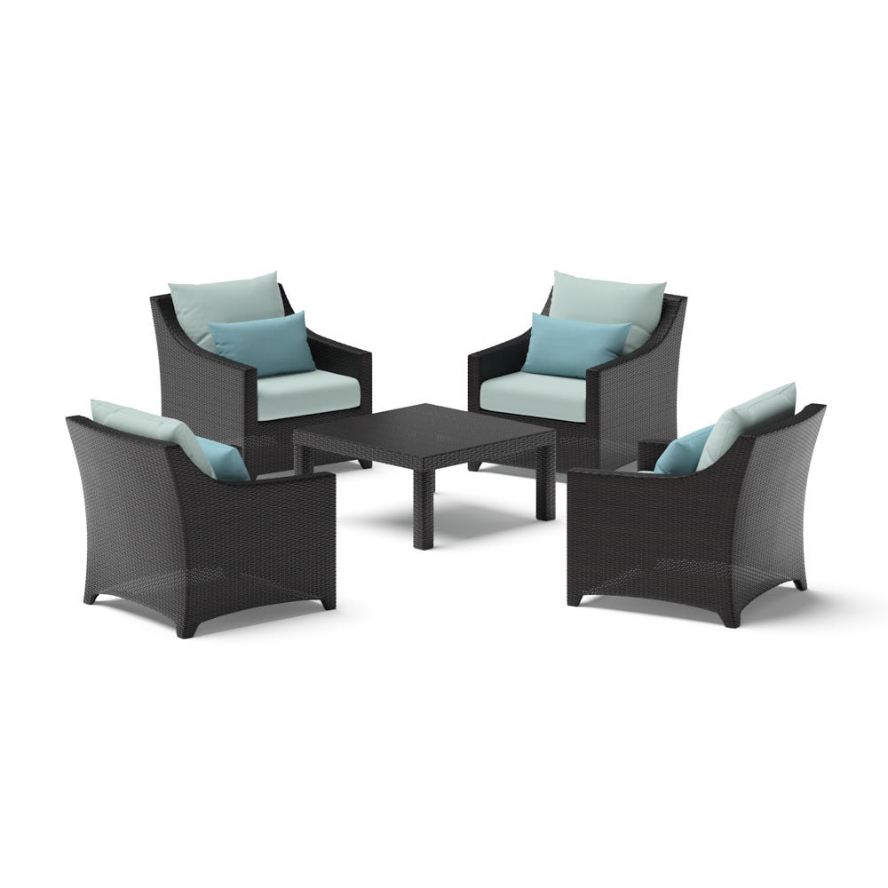 Deco™ 5 Piece Club & Table Chat Set - Spa Blue