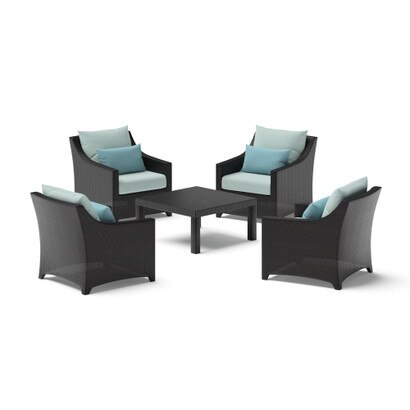 Deco™ 5 Piece Club & Table Chat Set - Spa Blue