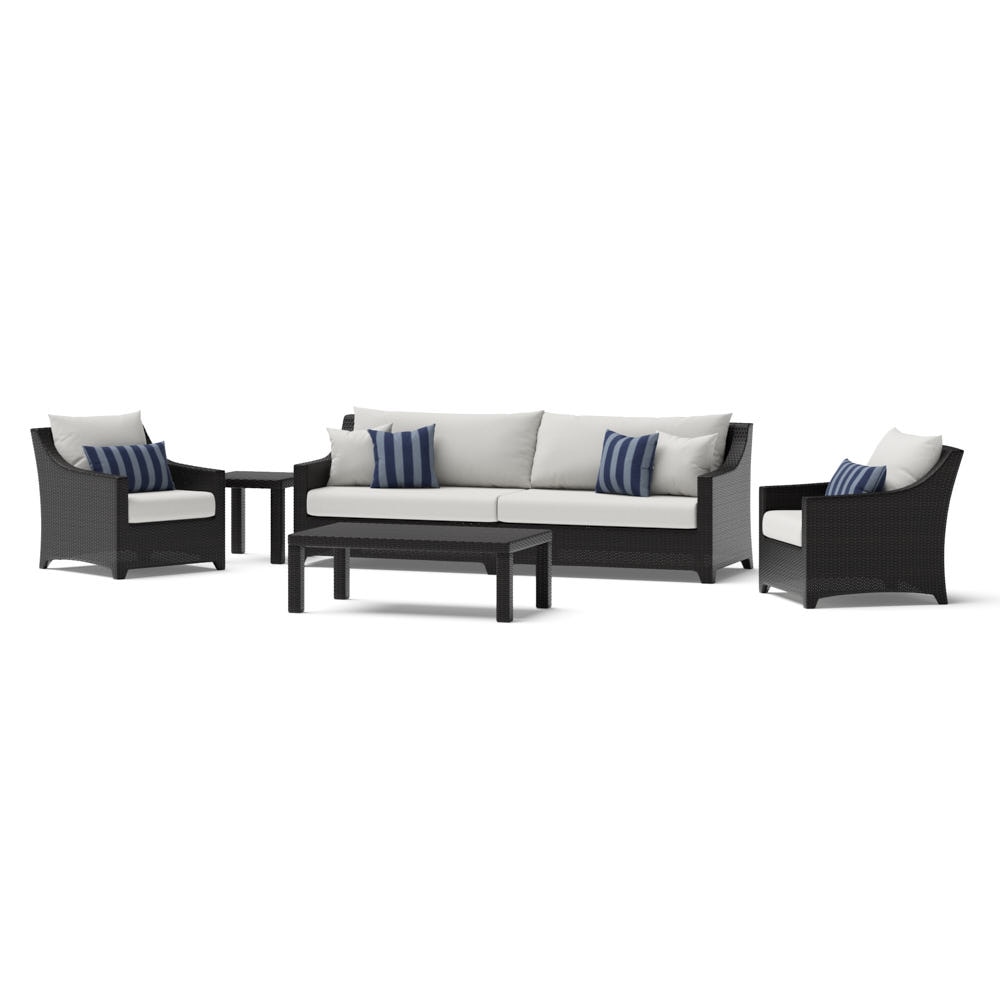 Deco™ 6 Piece Sunbrella® Outdoor Sofa & Club Chair Set - Centered Ink