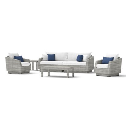 Cannes™ 6 Piece Sunbrella® Outdoor Sofa & Club Chair Set - Bliss Ink