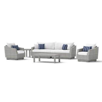 Cannes™ 6 Piece Sunbrella® Outdoor Sofa & Club Chair Set - Centered Ink