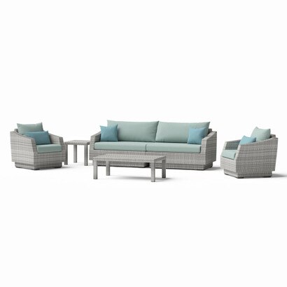 Cannes™ 6 Piece Sunbrella® Outdoor Sofa & Club Chair Set - Spa Blue