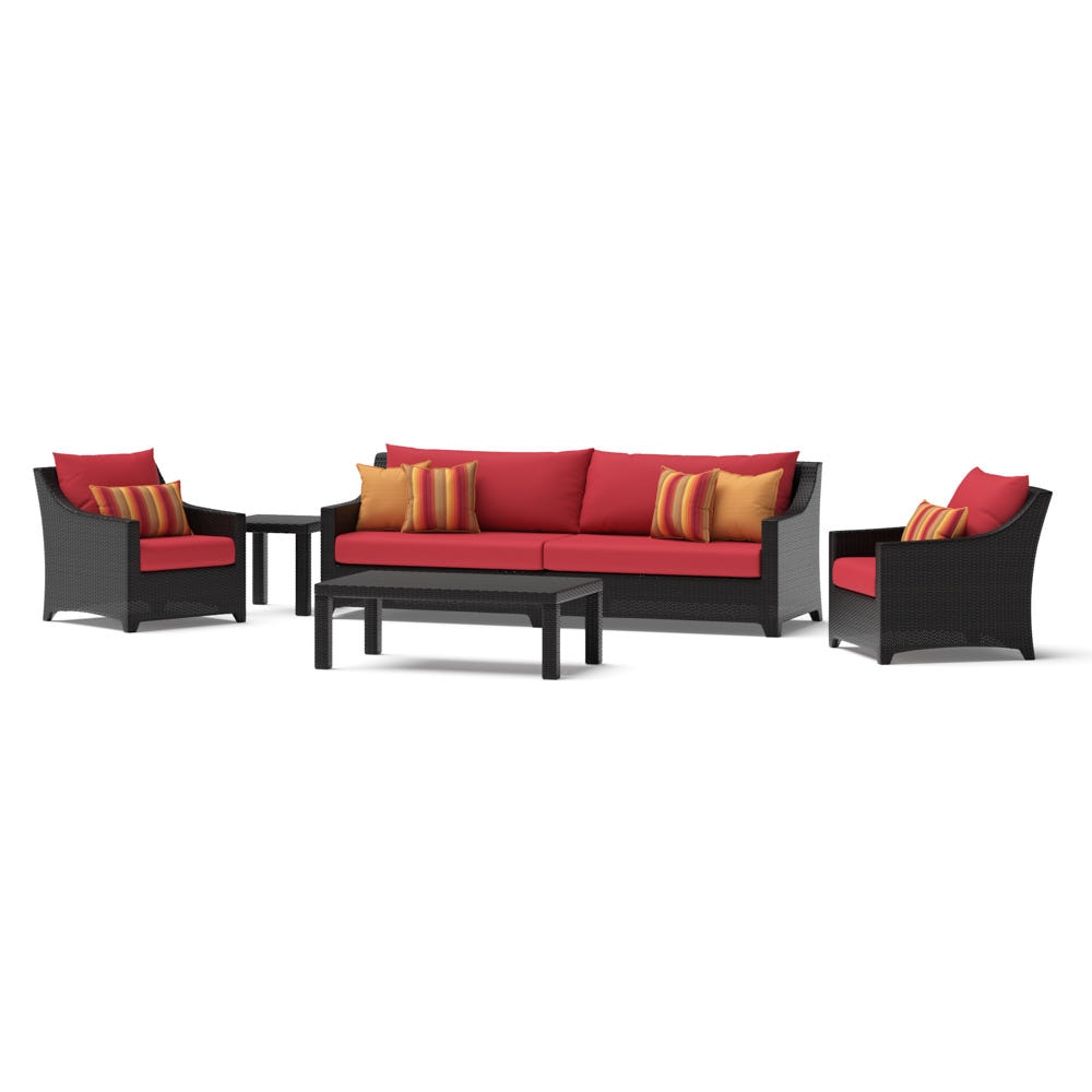 Deco™ 6 Piece Sunbrella® Outdoor Sofa & Club Chair Set - Sunset Red