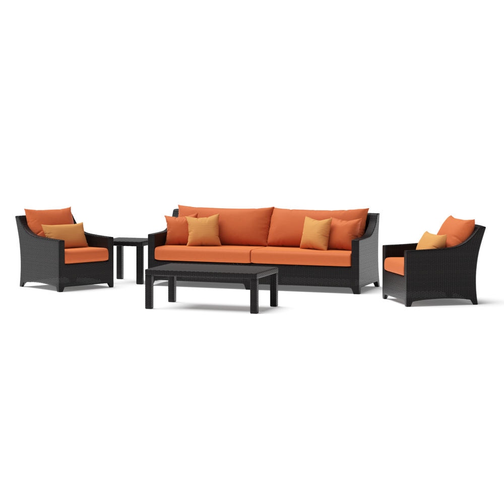 Deco™ 6 Piece Sunbrella® Outdoor Sofa & Club Chair Set - Tikka Orange