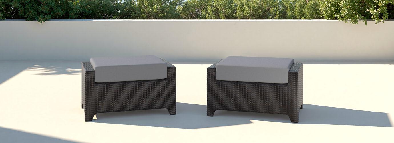 Deco™ 2 Piece Sunbrella® Outdoor Club Ottomans - Charcoal Gray