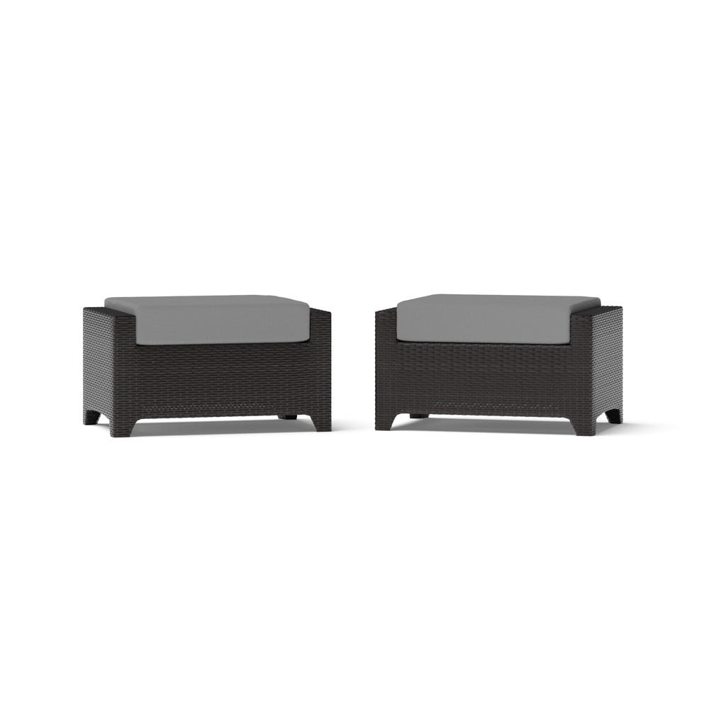 Deco™ 2 Piece Sunbrella® Outdoor Club Ottomans - Charcoal Gray