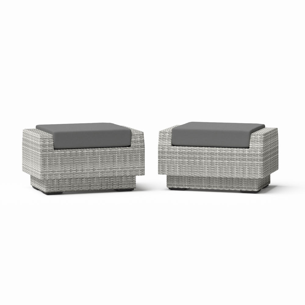 Cannes™ Set of 2 Sunbrella® Outdoor Club Ottomans - Charcoal Gray