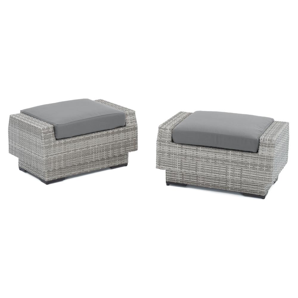 Cannes™ Set of 2 Sunbrella® Outdoor Club Ottomans - Charcoal Gray