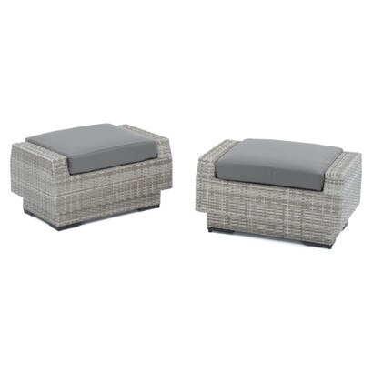 Cannes™ Set of 2 Sunbrella® Outdoor Club Ottomans - Charcoal Gray