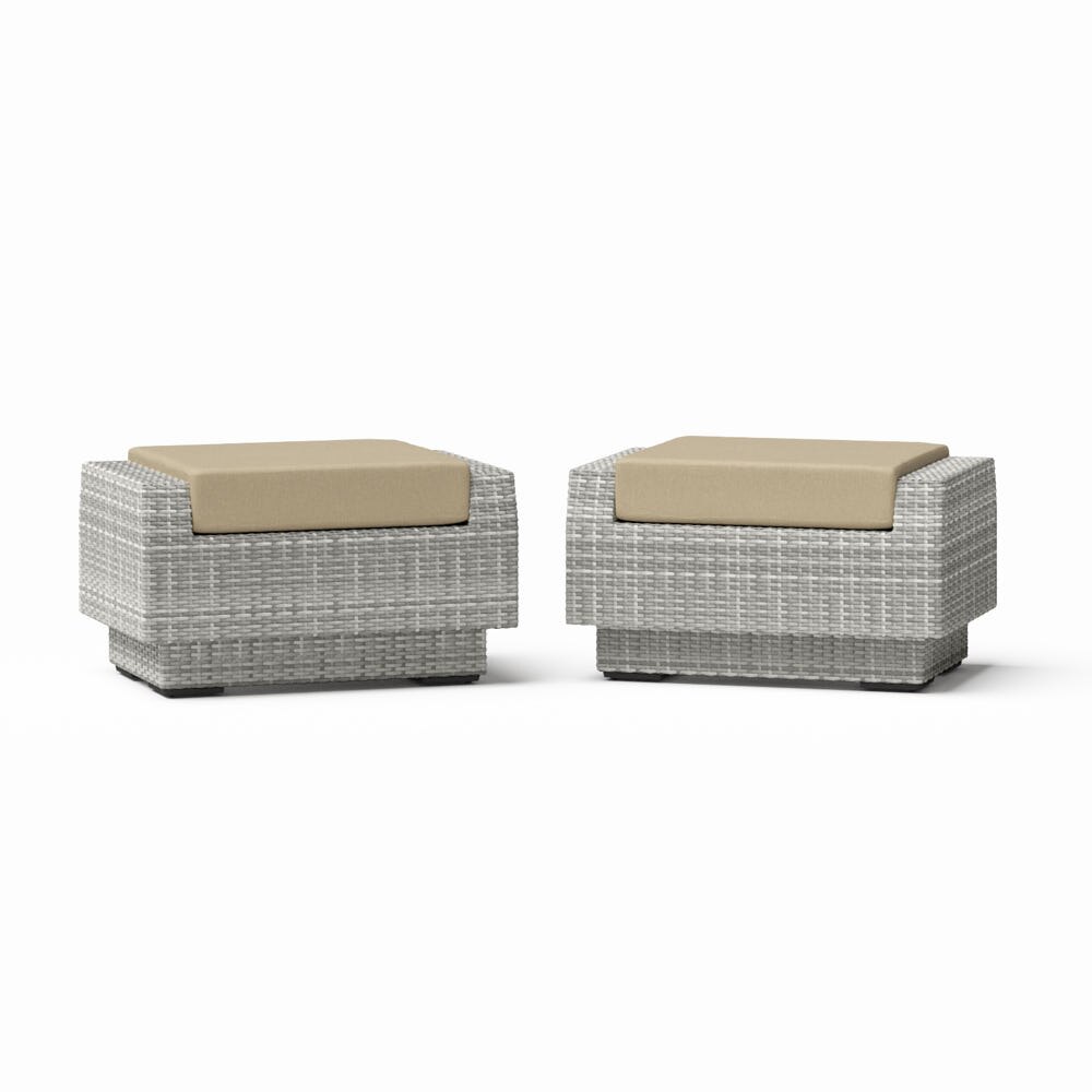 Cannes™ Set of 2 Sunbrella® Outdoor Club Ottomans - Maxim Beige