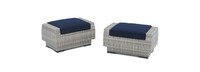 Cannes™ Set of 2 Sunbrella® Outdoor Club Ottomans - Navy Blue