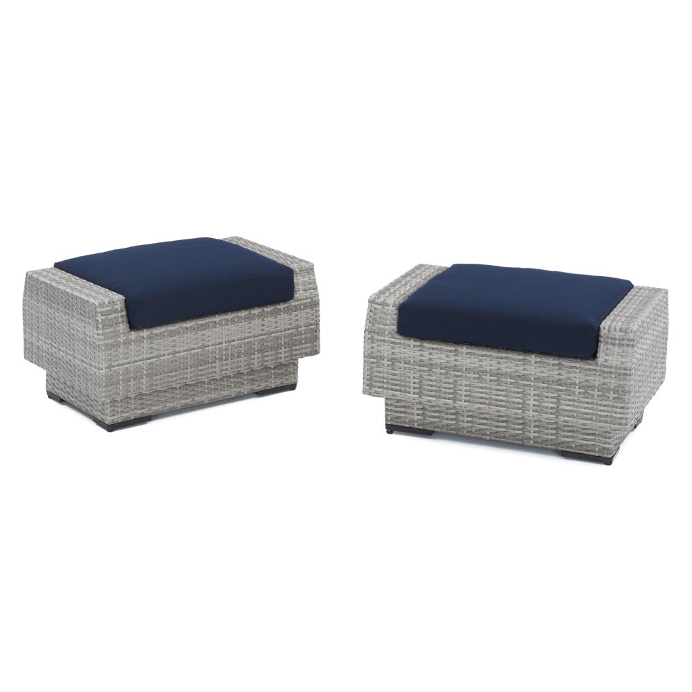 Cannes™ Set of 2 Sunbrella® Outdoor Club Ottomans - Navy Blue