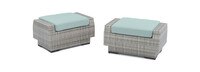 Cannes™ Set of 2 Sunbrella® Outdoor Club Ottomans - Spa Blue