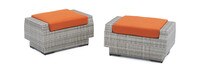 Cannes™ Set of 2 Sunbrella® Outdoor Club Ottomans - Tikka Orange