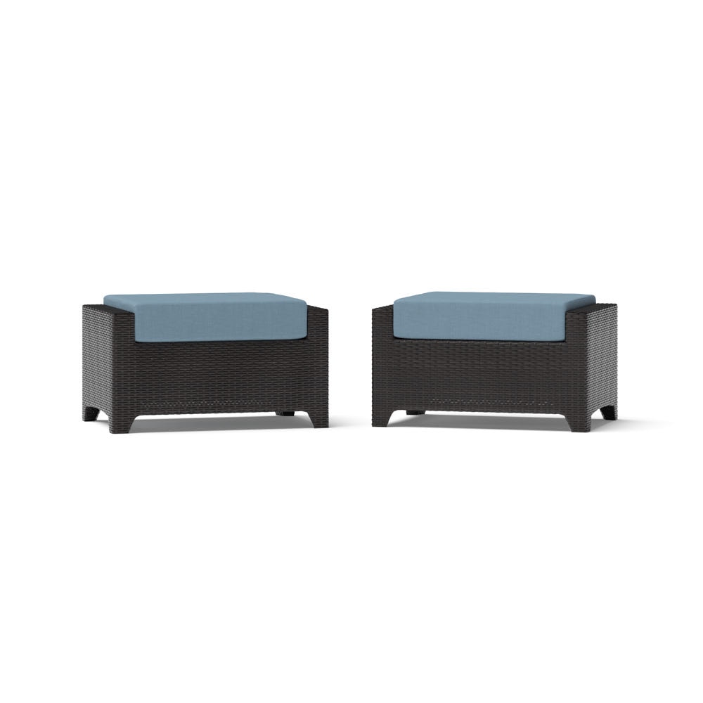 Deco™ 2 Piece Sunbrella® Outdoor Club Ottomans - Canvas Denim