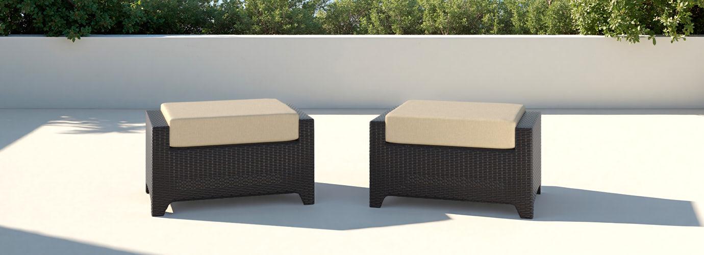 Deco™ 2 Piece Sunbrella® Outdoor Club Ottomans - Maxim Beige