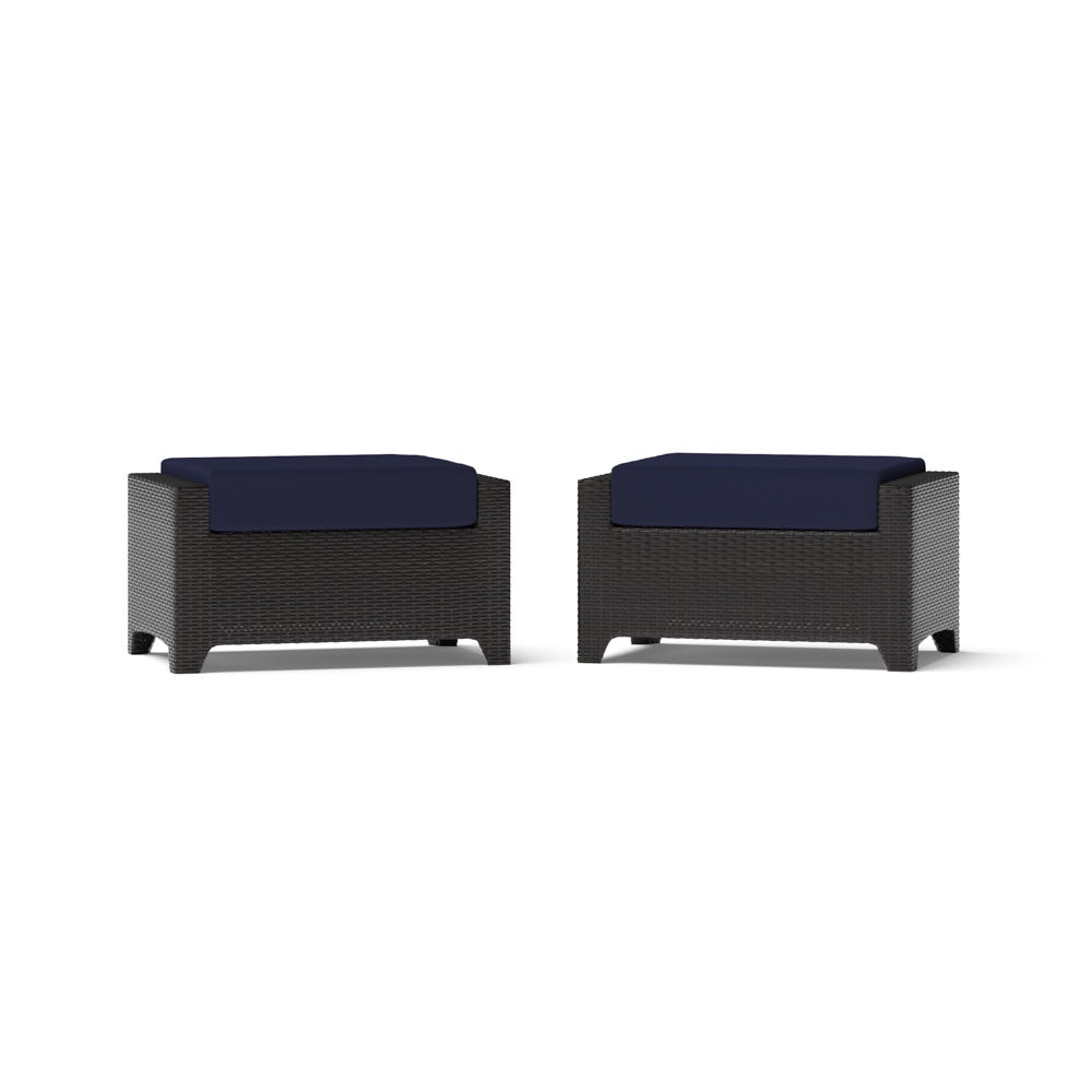 Deco™ 2 Piece Sunbrella® Outdoor Club Ottomans - Navy Blue