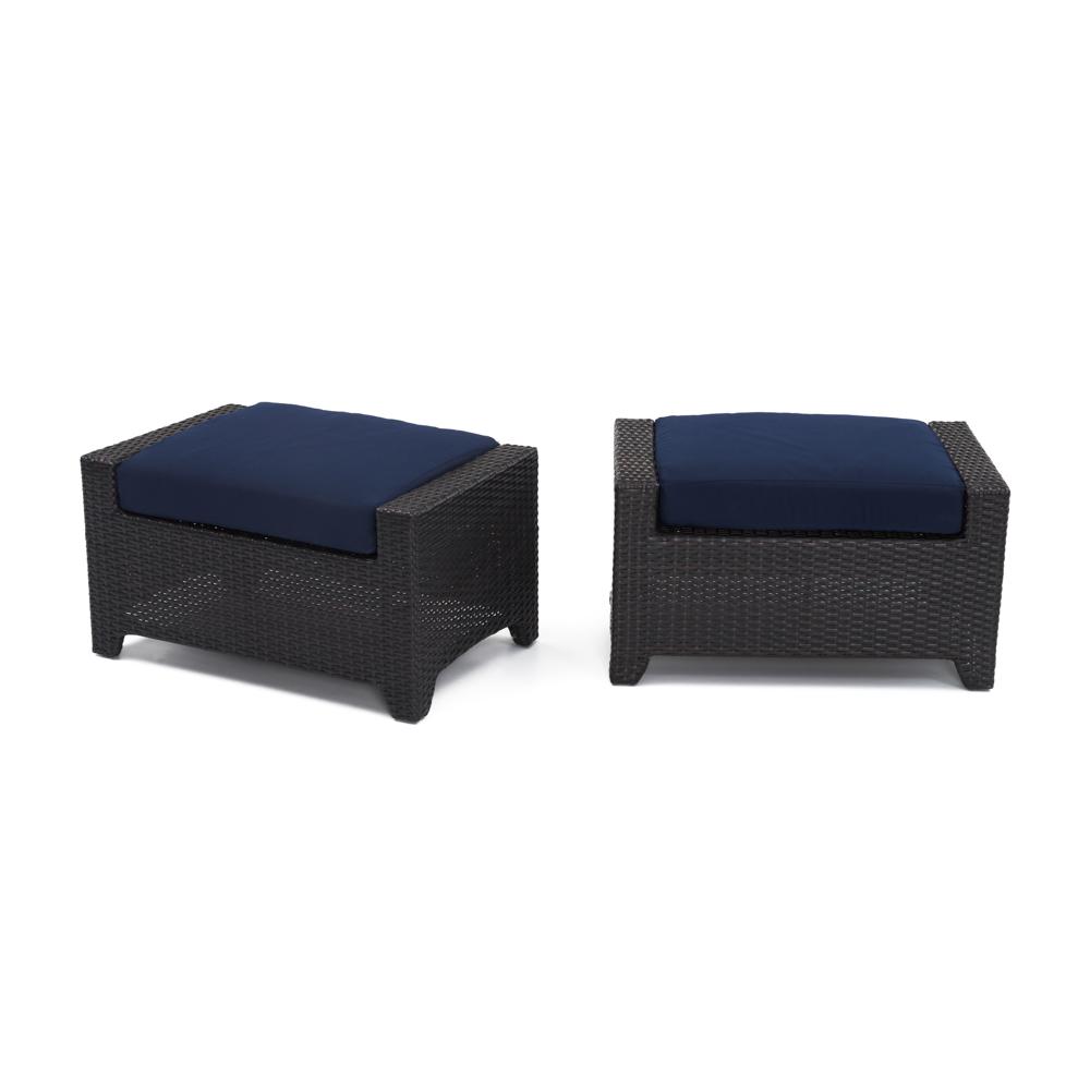 Deco™ Set of 2 Sunbrella® Outdoor Club Ottomans - Navy Blue