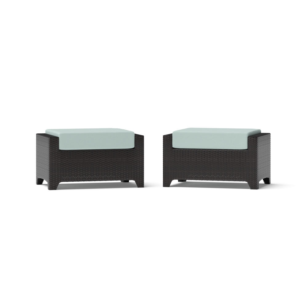 Deco™ 2 Piece Sunbrella® Outdoor Club Ottomans - Spa Blue