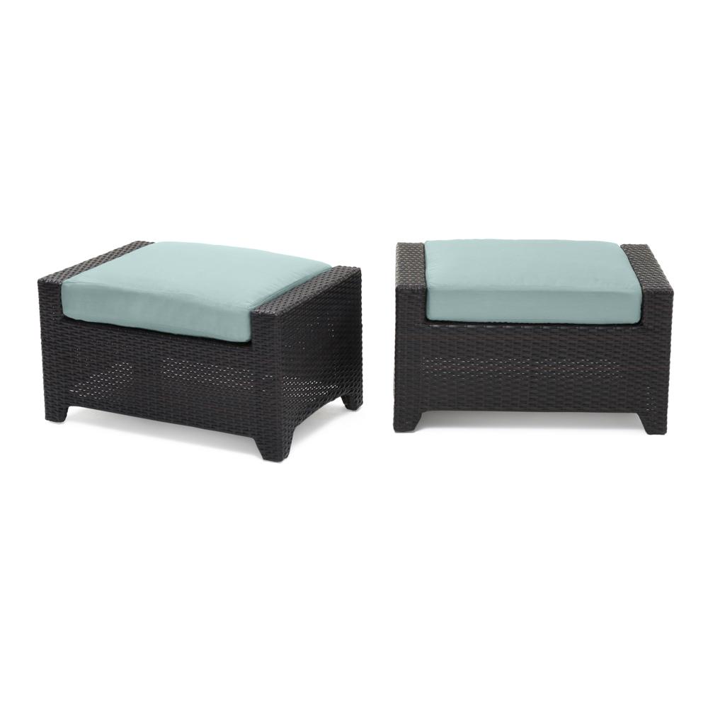 Deco™ Set of 2 Sunbrella® Outdoor Club Ottomans - Spa Blue