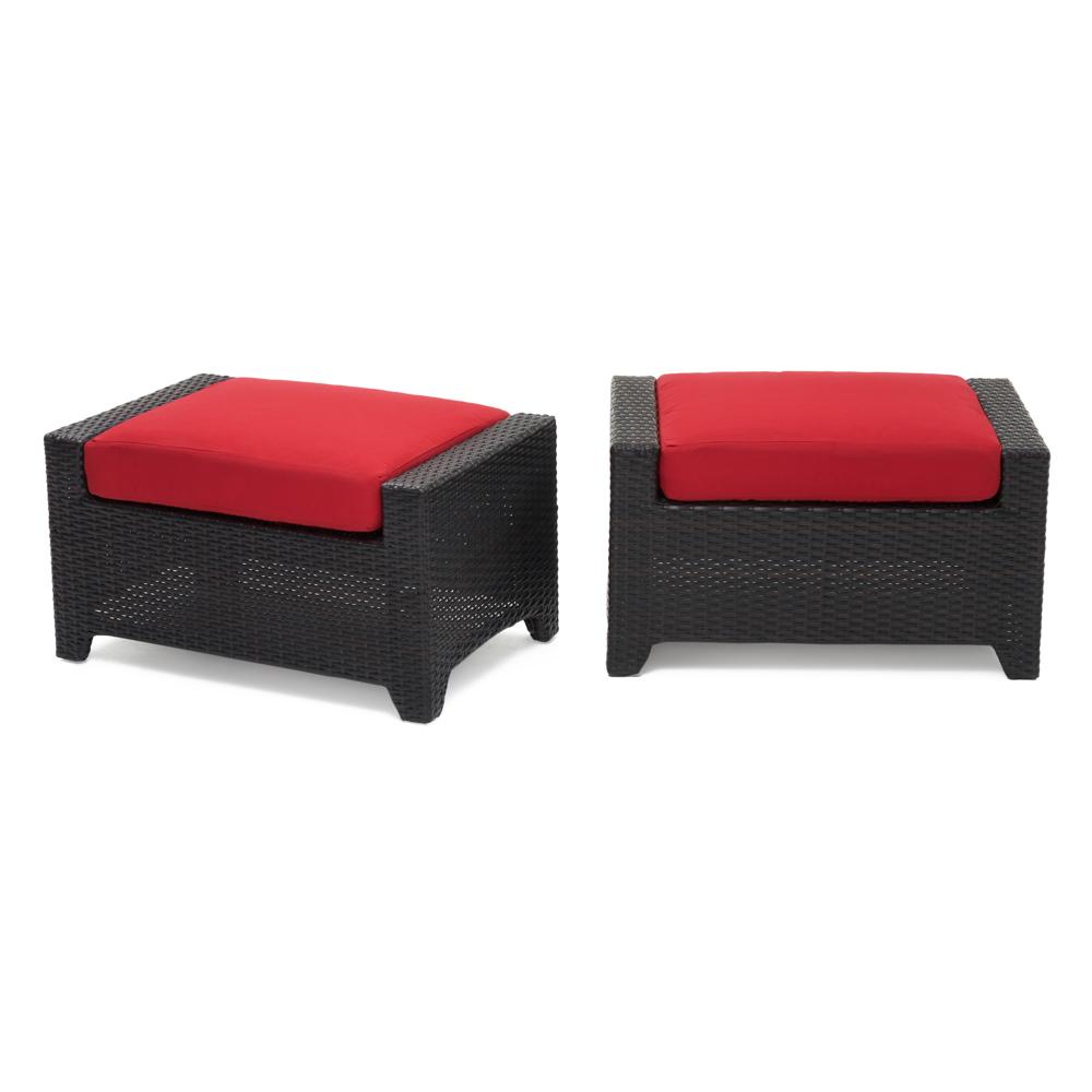 Deco™ Set of 2 Sunbrella® Outdoor Club Ottomans - Sunset Red
