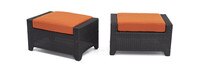 Deco™ Set of 2 Sunbrella® Outdoor Club Ottomans - Tikka Orange