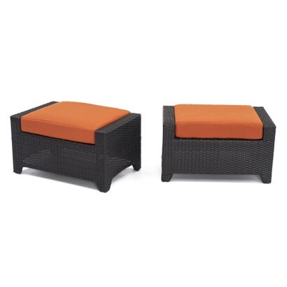 Deco™ 2 Piece Sunbrella® Outdoor Club Ottomans - Tikka Orange