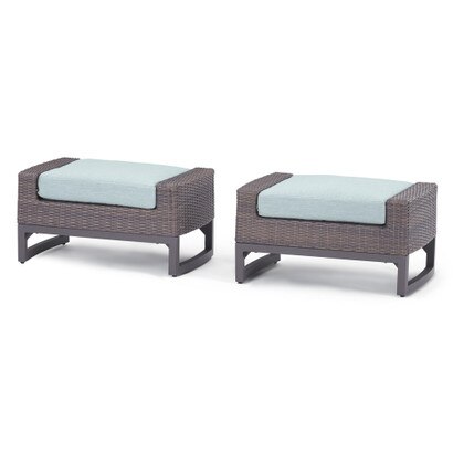 Milea™ Set of 2 Sunbrella® Outdoor Ottomans - Mist Blue
