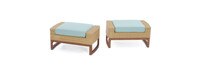 Mili™ Set of 2 Sunbrella® Outdoor Club Ottomans - Spa Blue