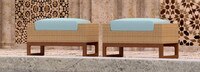 Mili™ Set of 2 Sunbrella® Outdoor Club Ottomans - Spa Blue