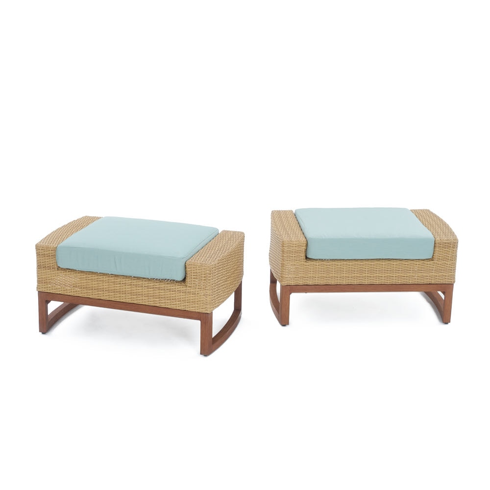 Mili™ Set of 2 Sunbrella® Outdoor Club Ottomans - Spa Blue