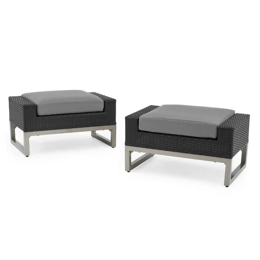 Milo™ Espresso Set of 2 Sunbrella® Outdoor Ottomans - Charcoal Gray