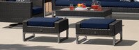 Milo™ Espresso Set of 2 Sunbrella® Outdoor Ottomans - Navy Blue
