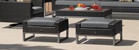 Milo™ Espresso Set of 2 Sunbrella® Outdoor Ottomans - Navy Blue
