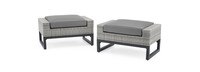 Milo™ Gray Set of 2 Sunbrella® Outdoor Ottomans - Charcoal Gray