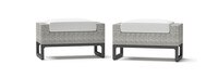 Milo™ Gray Set of 2 Sunbrella® Outdoor Ottomans - Bliss Linen