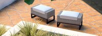 Milo™ Gray Set of 2 Sunbrella® Outdoor Ottomans - Bliss Linen