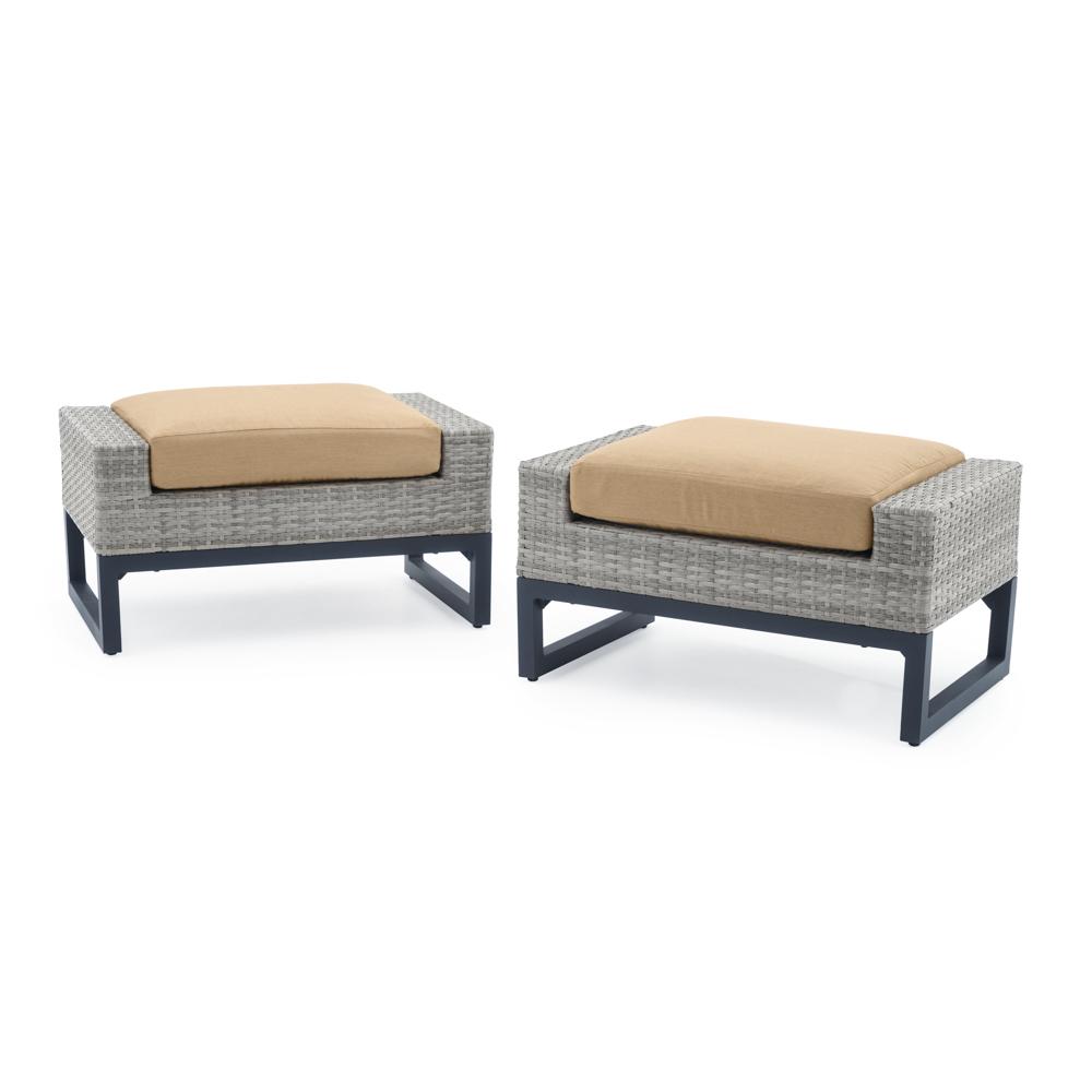 Milo™ Gray Set of 2 Sunbrella® Outdoor Ottomans - Maxim Beige