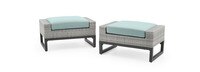 Milo™ Gray Set of 2 Sunbrella® Outdoor Ottomans - Spa Blue