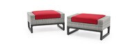 Milo™ Gray Set of 2 Sunbrella® Outdoor Ottomans - Sunset Red