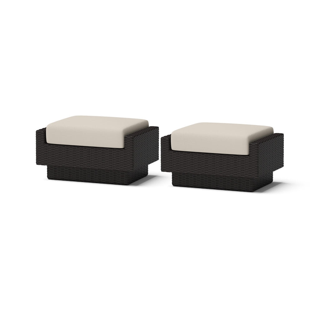 Portofino® Comfort Set of 2 Sunbrella® Outdoor Club Ottomans - Dove Gray